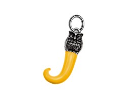 Ciondolo Corno gufo smaltato giallo