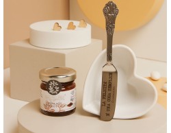 Bomboniera Matrimonio Claraluna Ciotolina Cuore con Coltellino e crema nocciola