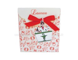 Bomboniera Laurea Economia Ciondolo in bagno argento donna smaltato con scatolina portaconfetti