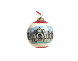 Pallina Sfera Natalizia Fontana di Trevi in Ceramica diametro 8 cm H 10 cm