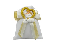 Sacchetto harmony 2024 MAGNETE RESINA NUVOLA CUORE BIMBA COMUNIONE GLITTER GOLD E FAZZOLETTO