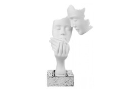 Soprammobile Scultura famiglia face bianca con base ARGENTO