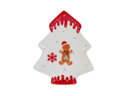 Vassoio Biscotto Zenzero in Ceramica - 24x20 cm - Design a Forma di Albero di Natale