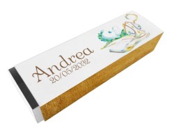 Scatolina porta confetti personalizzata rettangolare decoro bibbia pastorale colomba