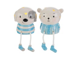 Bomboniera le stelle  Animali in Porcellana LED celeste con Gambe Pendenti (2 Assortiti)