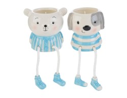 Bomboniera le stelle  Candela Animali in Porcellana celeste con Gambe Pendenti (2 Assortiti)