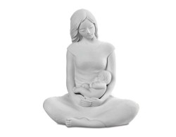 Soprammobile Scultura maternità  seduta bimbo bianca