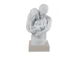 Soprammobile Scultura busto famiglia sentimentela Bianca con base nocciola