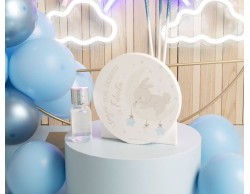 Bomboniera Nascita Battesimo Claraluna diffusore cuore con coniglietto azzurro