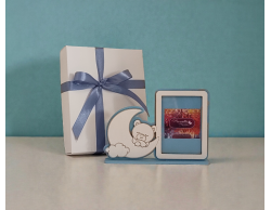 Bomboniera Nascita e Battesimo Portafoto da Tavolo Luna e Orsetto