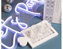 Bomboniera Matrimonio Claraluna vassoio maiolica più 2 bicchieri