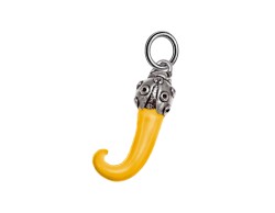 Ciondolo Corno coccinella smaltato giallo