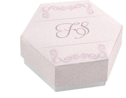 Scatolina porta confetti personalizzata esagonale con fantasia