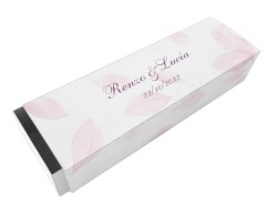 Scatolina porta confetti personalizzata rettangolare decoro sfumatura foglie rosa