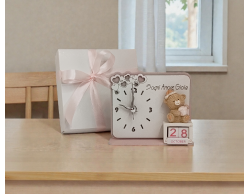 Bomboniera Nascita e Battesimo Orologio da Tavolo Orsetto Rosa
