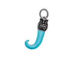 Ciondolo Corno gufo smaltato celeste