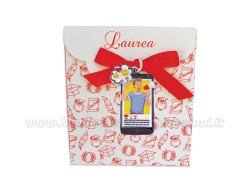 Bomboniera Laurea scienze comunicazione uomo  - Ciondolo in bagno argento Smaltato con Scatola