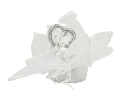 Sacchetto harmony 2024 ICONA RESINA NUVOLA CON CUORE CRESIMA GLITTER SILVER E FAZZOLETTO