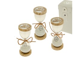 Bomboniera Matrimonio comunione ETM madera clessidra grande assortita in 3 modelli