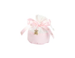 Harmony SACCHETTO ROSA BICOLOR CON NASTRINO E PENDENTE ORSETTO