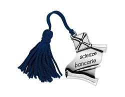 Bomboniera Laurea pergamena con tocco Scienze Bancarie con Nappina Blu