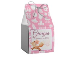 Scatolina porta confetti personalizzata quadrata rosa con volpe