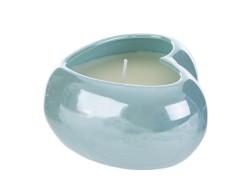 Bomboniera le stelle Candela in Cera di Soia Cuore in Porcellana azzurro