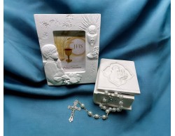 Bomboniera Prima Comunione SET Portafoto - Porta Rosario - Rosario Bimbo