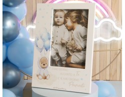 Bomboniera Nascita Battesimo Claraluna portafoto con orsetto azzurro
