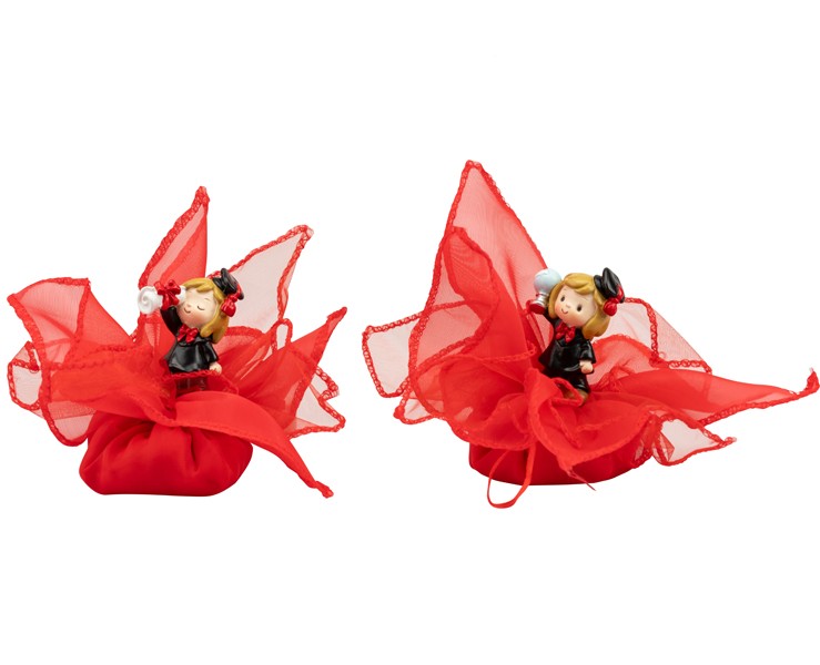 Sacchetto harmony 2024 BIMBA LAUREA 3D RESINA 3 ASS. CON FAZZOLETTO su Bomboniere Dolci Emozioni