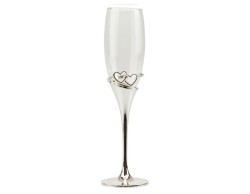 Bomboniera Matrimonio Harmony coppia flut silver con doppio cuore