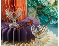 Bomboniera Matrimonio Claraluna 2026 Set 2 Coppette Gelato o Dessert in Vetro Taglio Diamante con Cucchiaino Stile Vintage