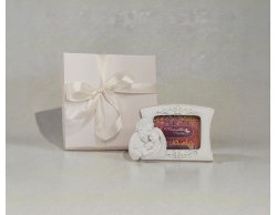 Bomboniera Portafoto Piccolo Sacra Famiglia con Fiori a Rilievo