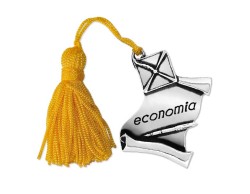 Bomboniera Laurea pergamena con tocco Economia con Nappina Gialla