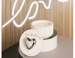 Bomboniera  Matrimonio 2024 Claraluna scatola con cuore silver più candela grande