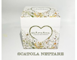 Bomboniera  Matrimonio 2024 Claraluna scatola con cuore silver più candela grande su Bomboniere Dolci Emozioni