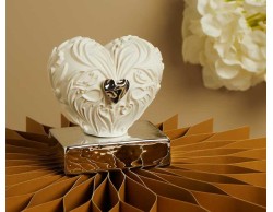 Bomboniera Claraluna 2026 Cuore in Gesso su Base Silver con Applicazione