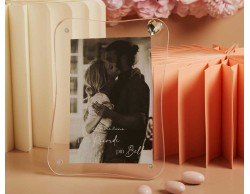 Bomboniera Claraluna Portafoto Ondulato Trasparente Cuore Cristallo Plexiglass