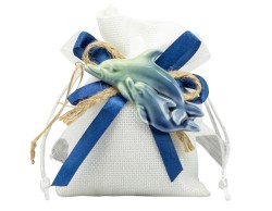 Sacchetto harmony 2024 magnete delfino e ippocampo blu in porcellana 2 assortiti