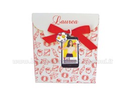 Bomboniera Laurea scienze comunicazione donna - Ciondolo in bagno argento Smaltato con Scatola