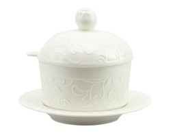 Bomboniera Matrimonio Harmony formaggera con piattino in porcellana con decalco floreale