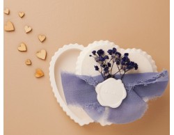 Bomboniera Claraluna Scatolina in Gesso con Decorazione in Chiffon Blu