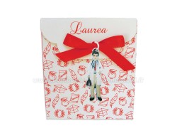 Bomboniera Laurea Medicina Ciondolo in bagno argento medico uomo smaltato con scatolina portaconfetti