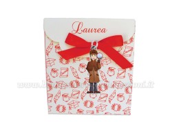 Bomboniera Laurea criminologia uomo - Ciondolo in bagno argento Smaltato con Scatola