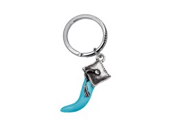 Portachiavi Corno tocco smaltato celeste