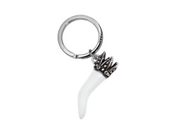 Portachiavi Corno corona smaltato bianco