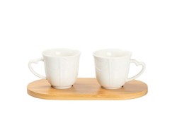 Bomboniera Matrimonio harmony SET TAZZINE CAFFE' CON BASE BAMBOO CON BOX E SACCHETTO