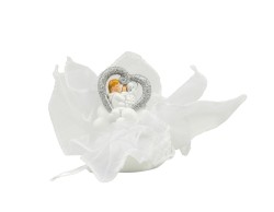 Sacchetto harmony 2024 ICONA RESINA NUVOLA CON CUORE BIMBO COMUNIONE GLITTER SILVER E FAZZOLETTO