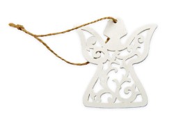 Angelo traforato bianco in legno