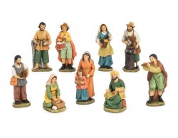 Set di 9 Personaggi Presepe in Resina